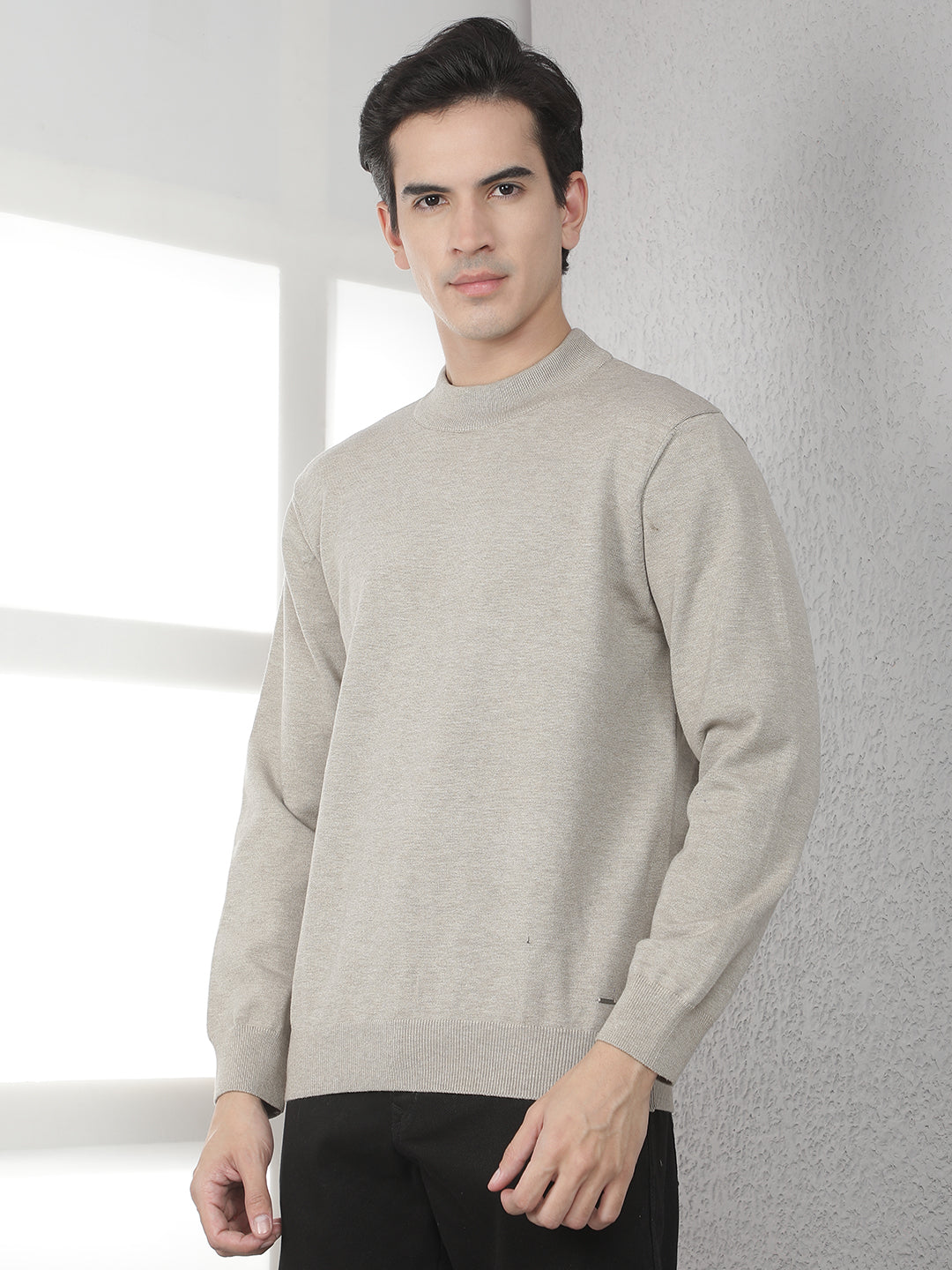 Beige High Neck Sweater