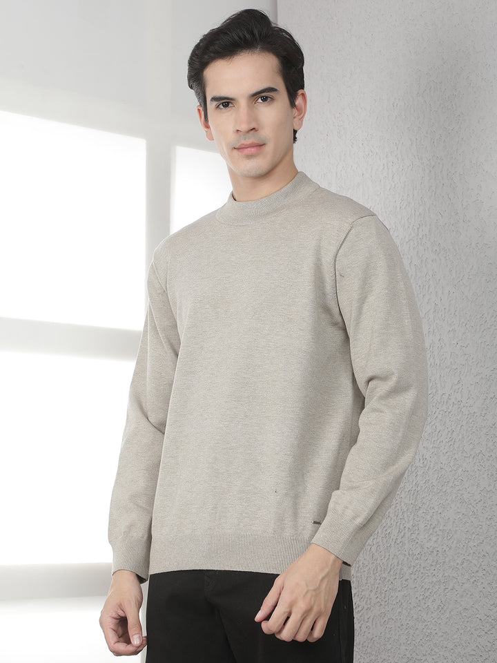 Beige High Neck Sweater