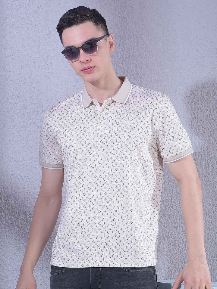 Beige Printed T-Shirt