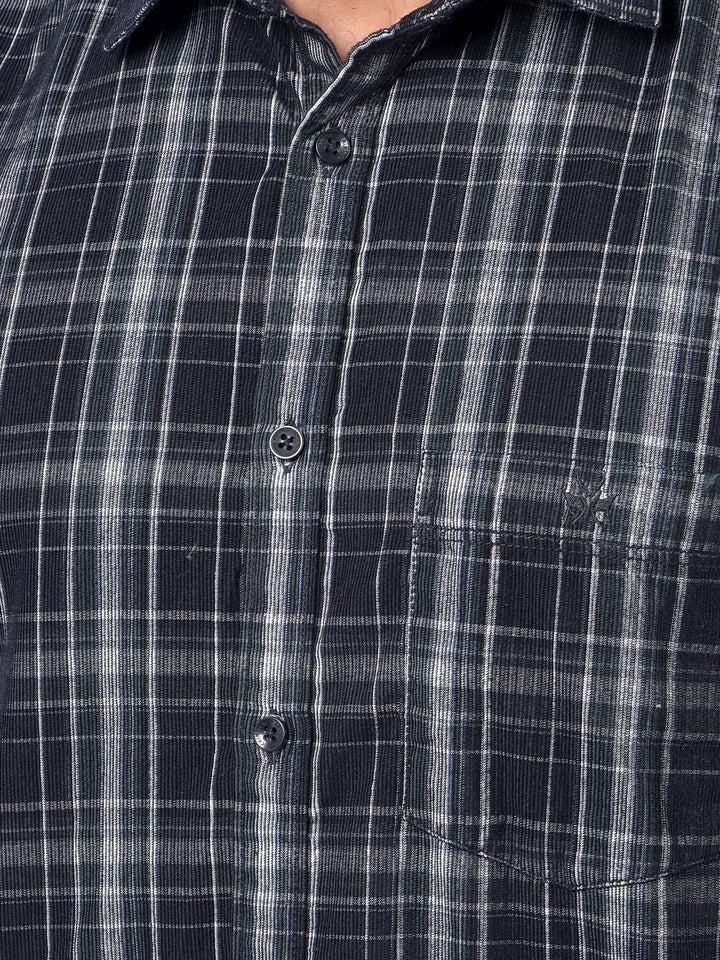 Black Checked Corduroy Shirt