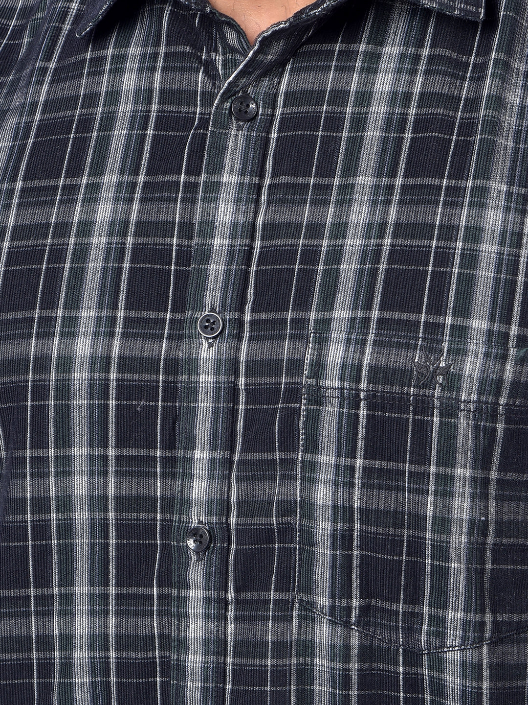 Black Checked Corduroy Shirt