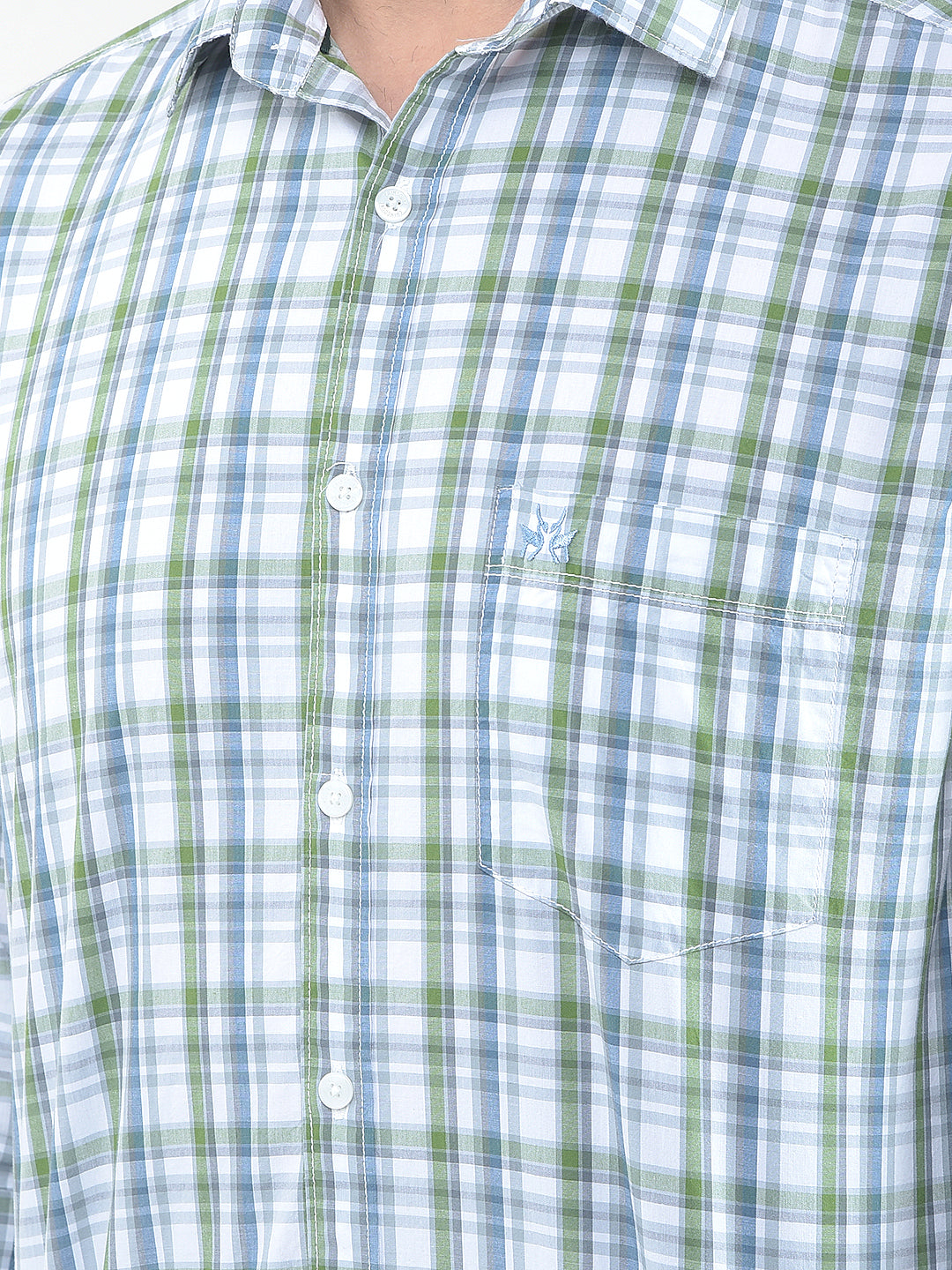 Eucalyptus Green Checked 100% Cotton Shirt