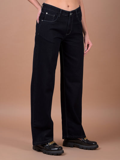 Black Wide Leg 100% Cotton Jeans