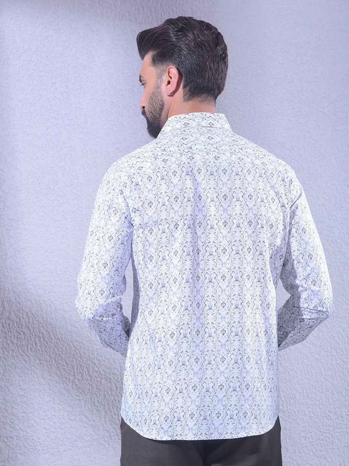 White Printed Modal Shirt