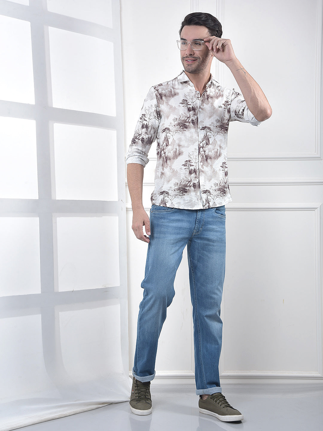 Brown Floral Print Shirt