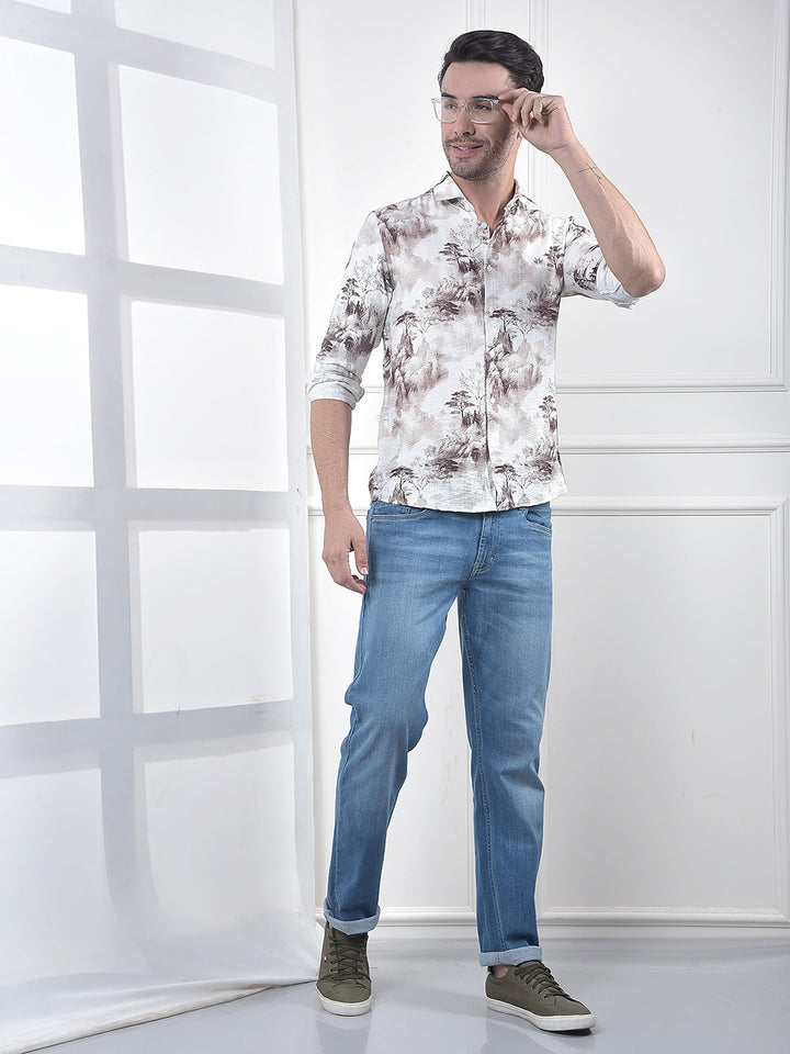 Brown Floral Print Shirt