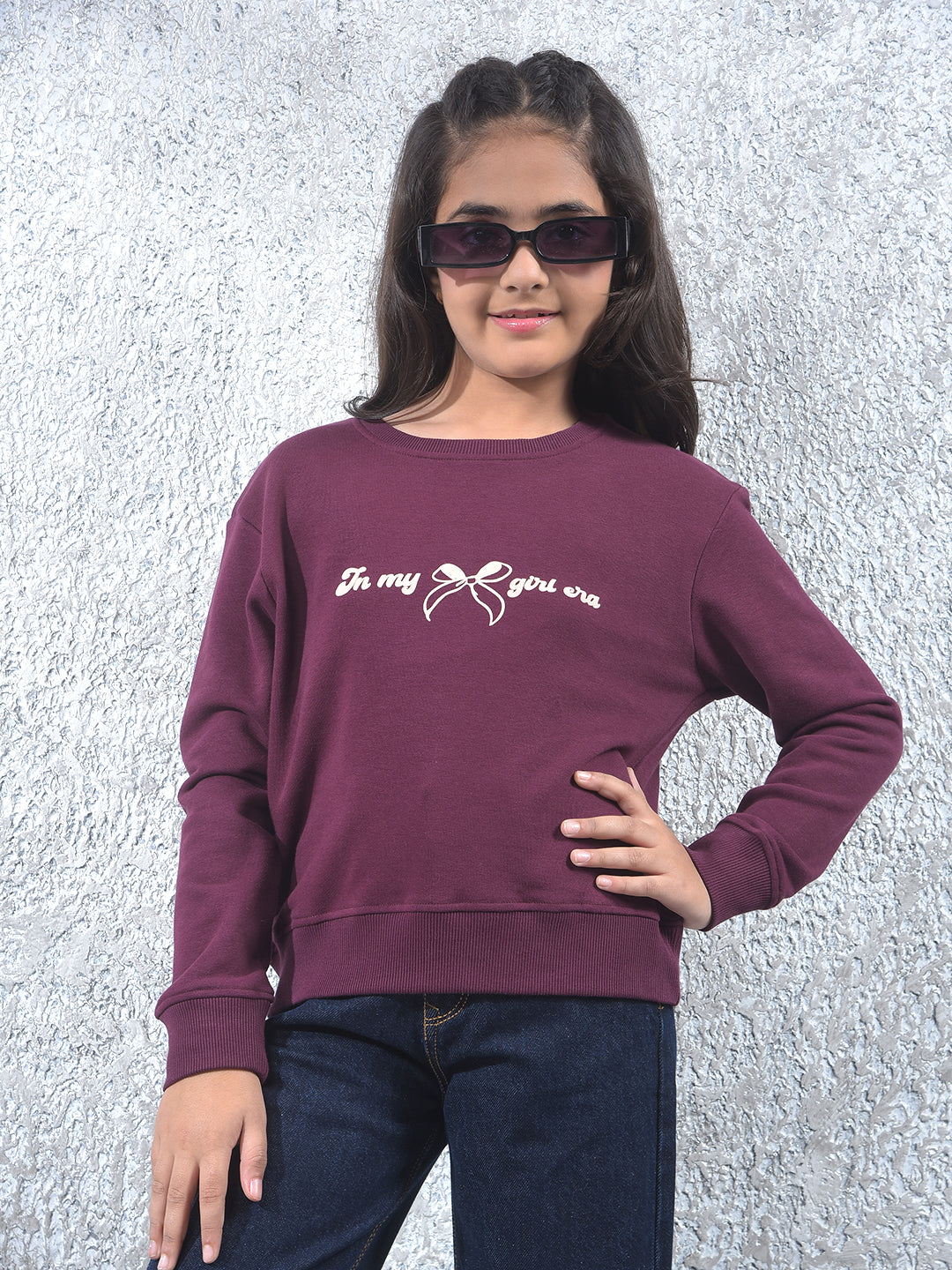 Wine Graphic Print Oversize Knitted Sweatshirt
