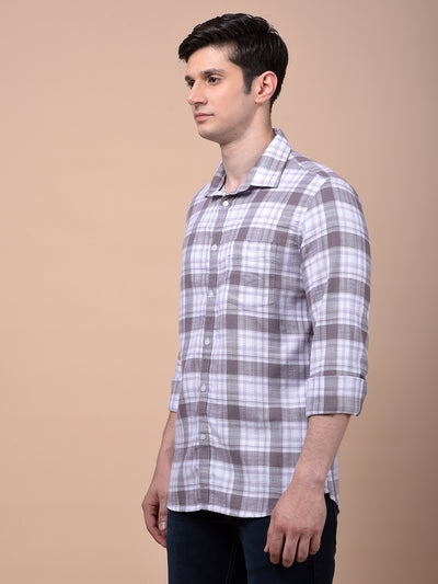 Purple Checked 100% Cotton Shirt