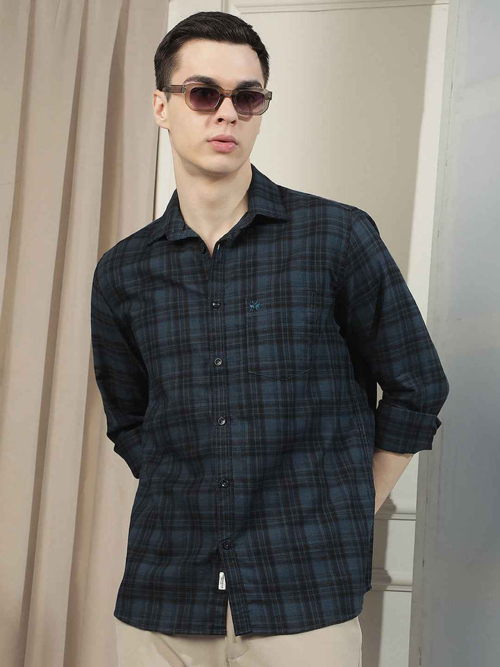100% Cotton Blue Checked Shirt