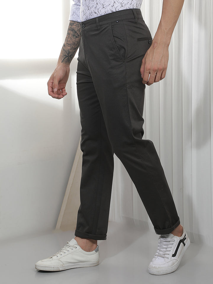 Black Dobby Cotton Trousers