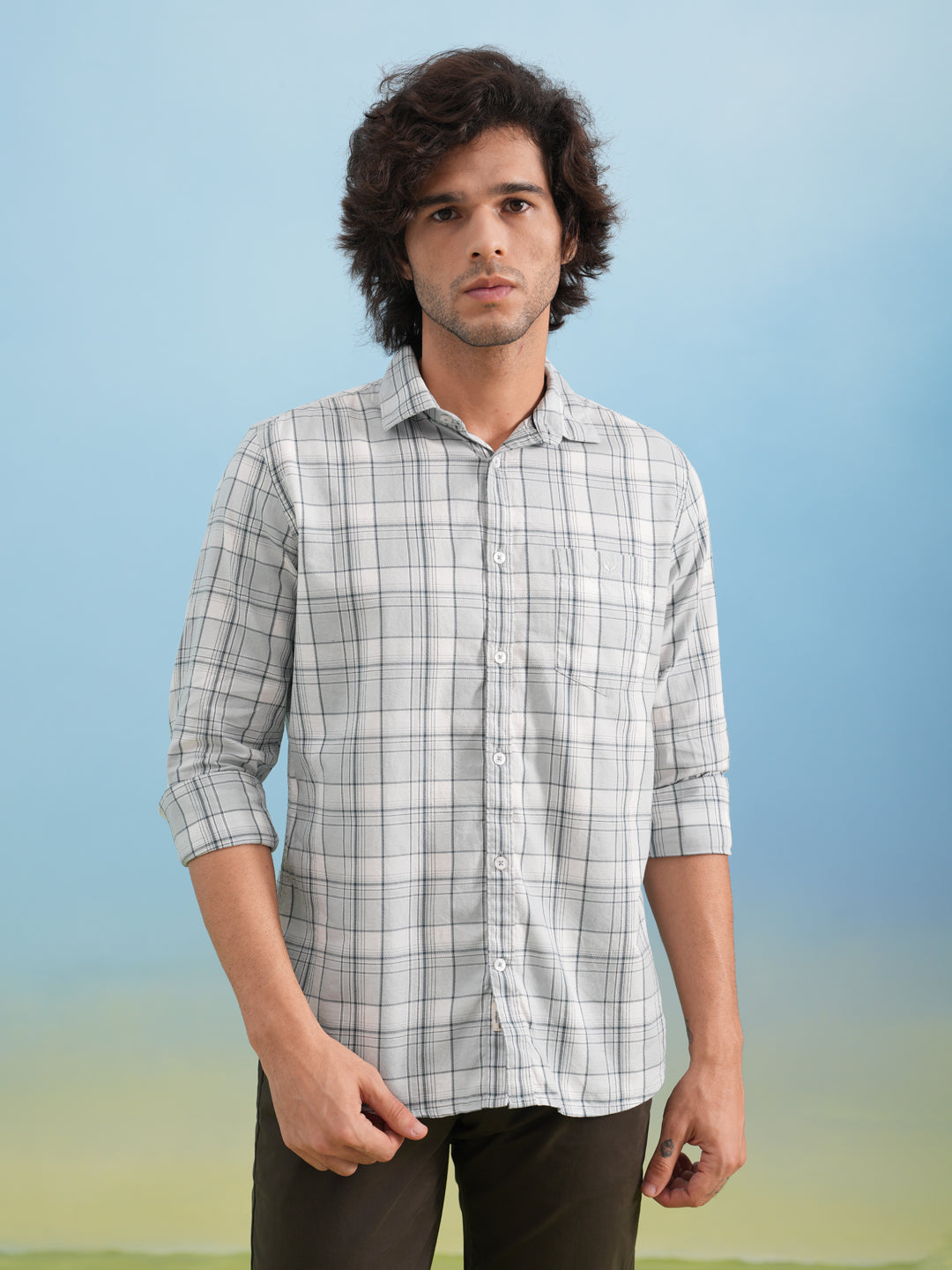 Green Checked 100% Cotton Shirt