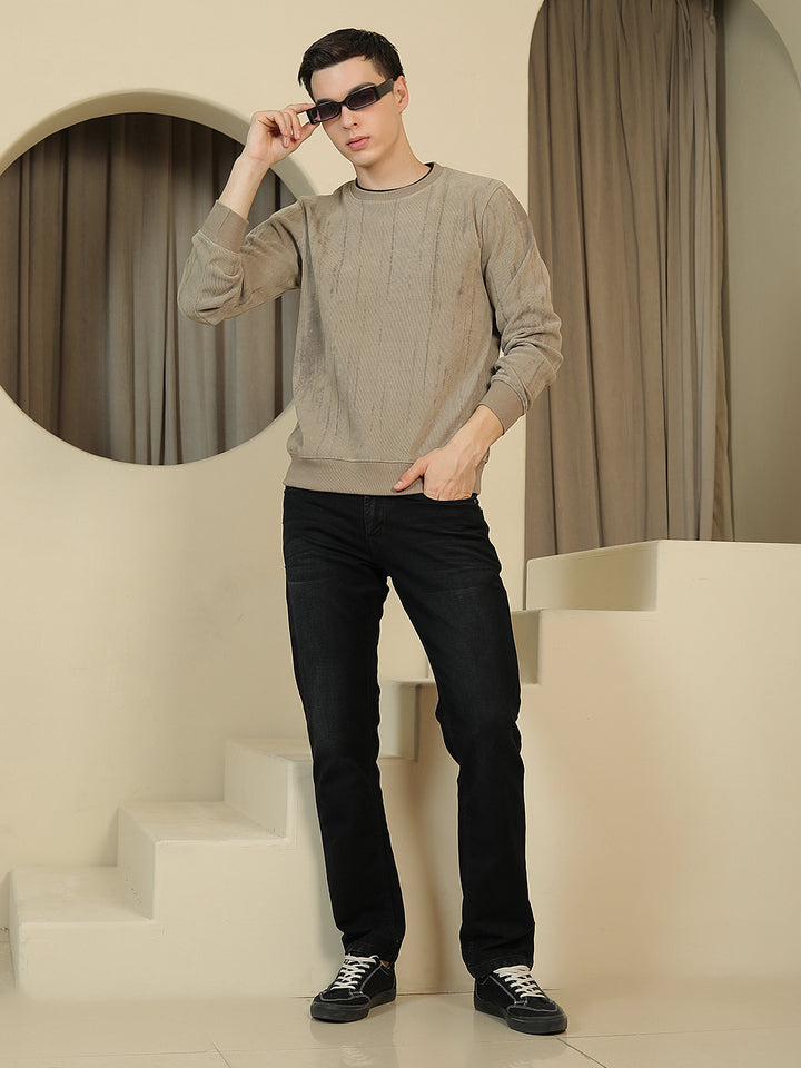 Brown Abstract Print Sweatshirt