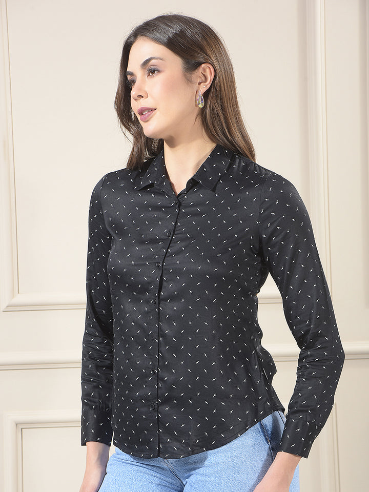 Black Printed Modal Shirt