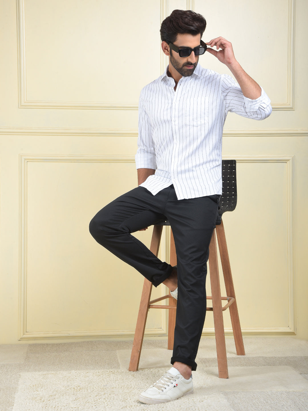 White Vertical Stripes Shirt