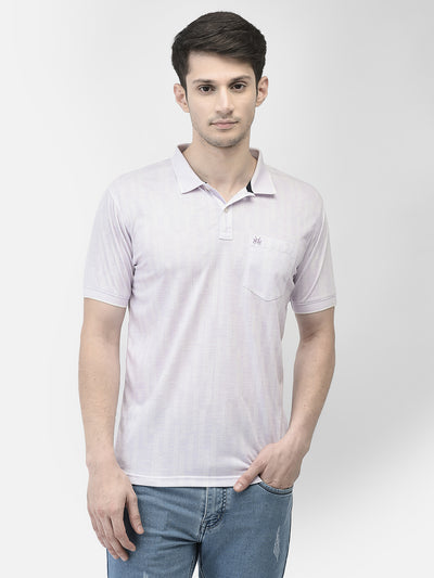 Purple Printed Polo Neck T-Shirt