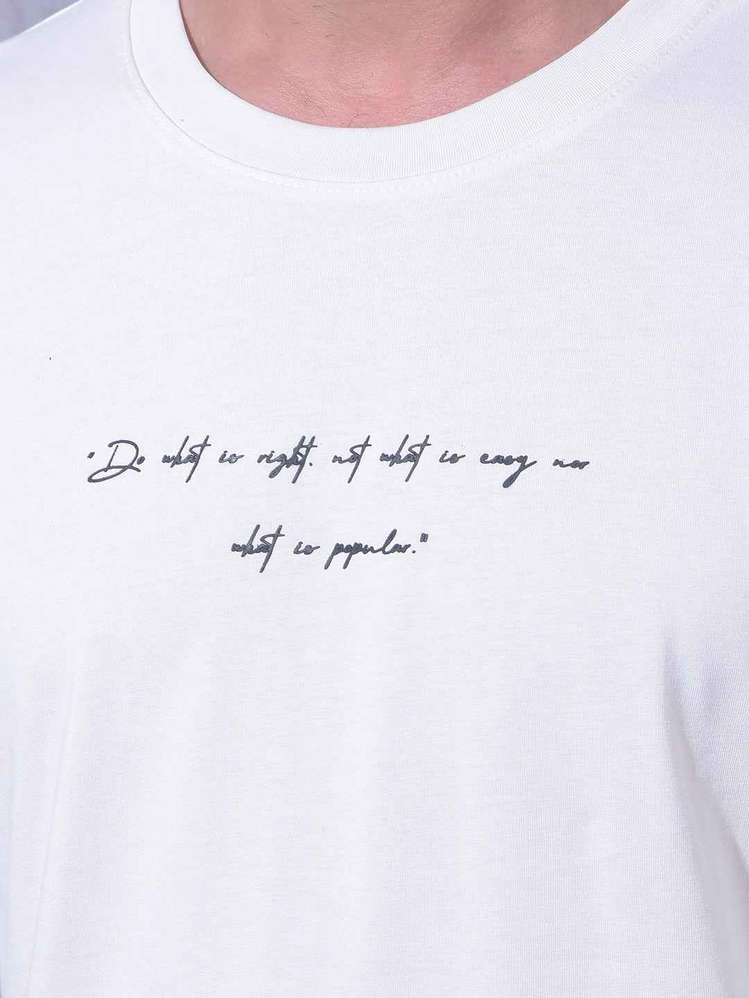 White Typographic Print 100% Cotton Oversize T-Shirt