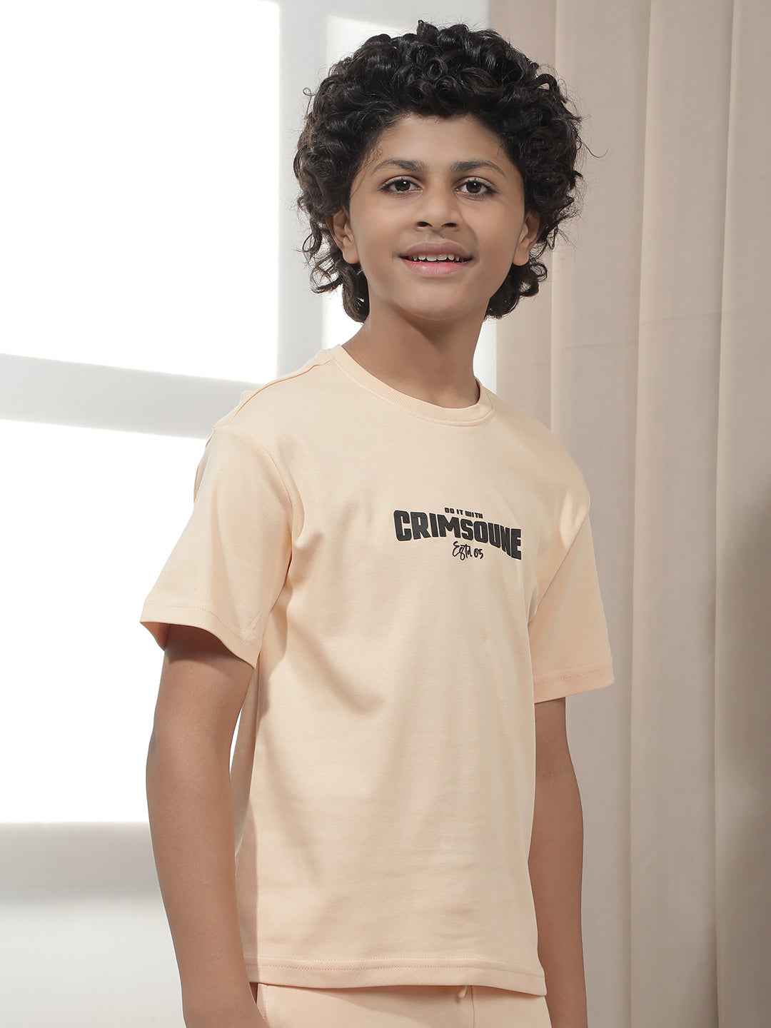 Peach Graphic Print 100% Cotton T-Shirt