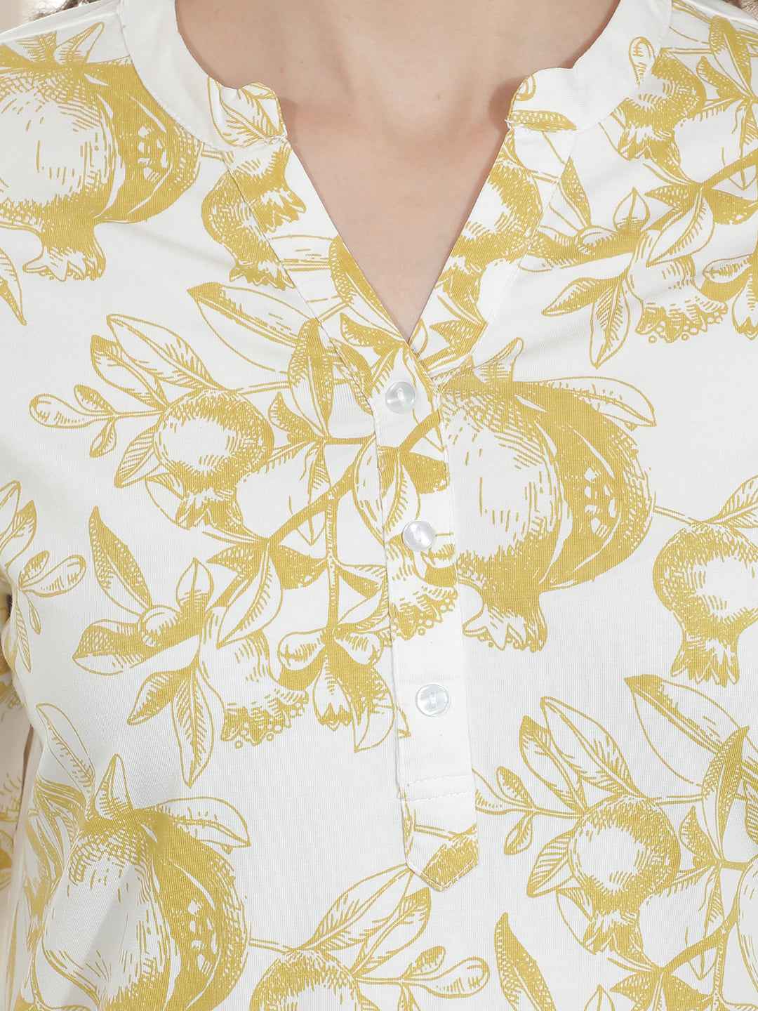 Yellow Floral Printed Kurta