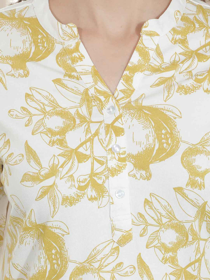 Yellow Floral Printed Kurta