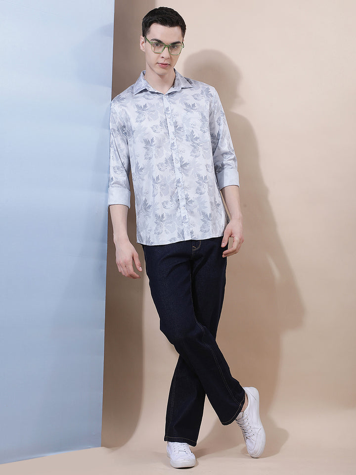 Blue Floral Print Shirt