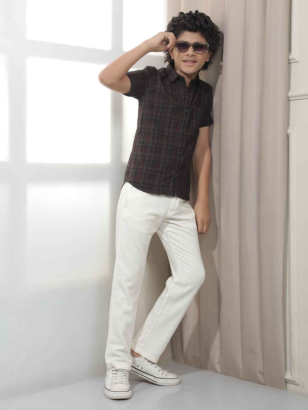 Wine Checked 100% Cotton Shirt