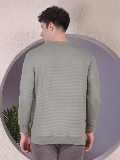 Lightweight Textured Knit Green Sweatshirt