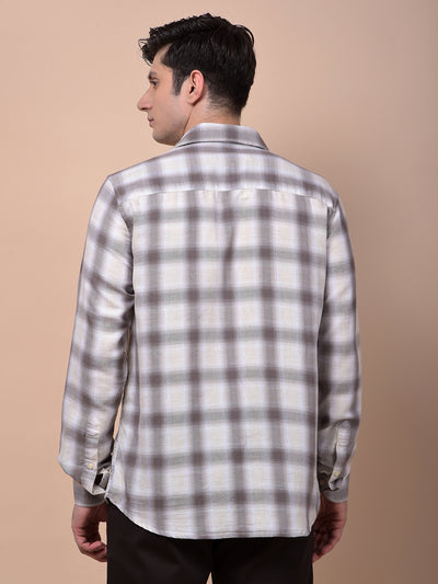 Brown Checked Linen Shirt