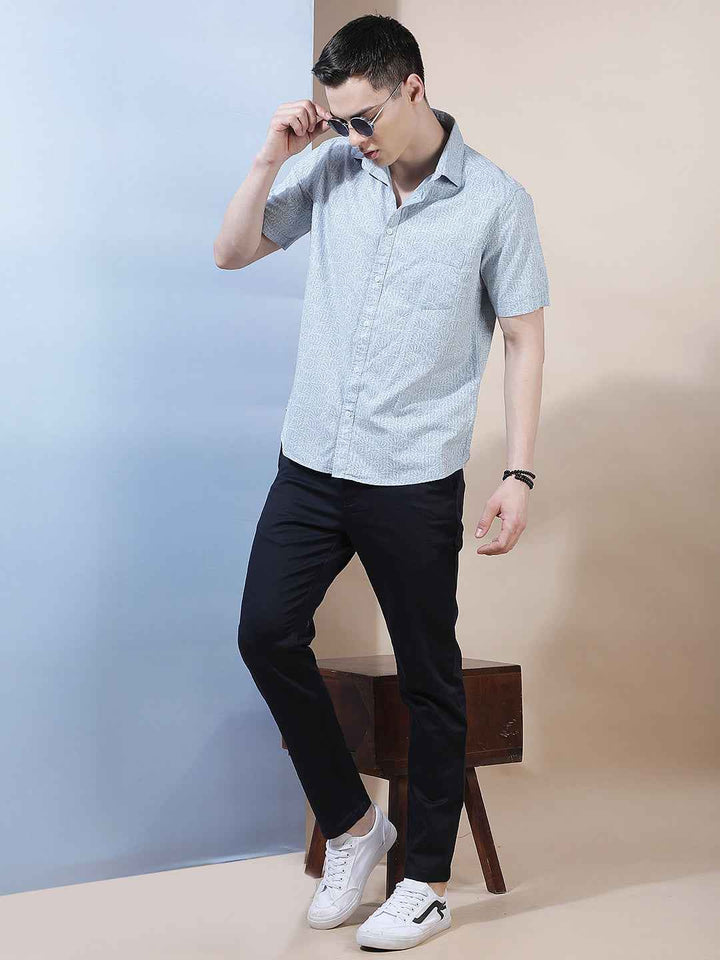 Blue Floral Print Shirt