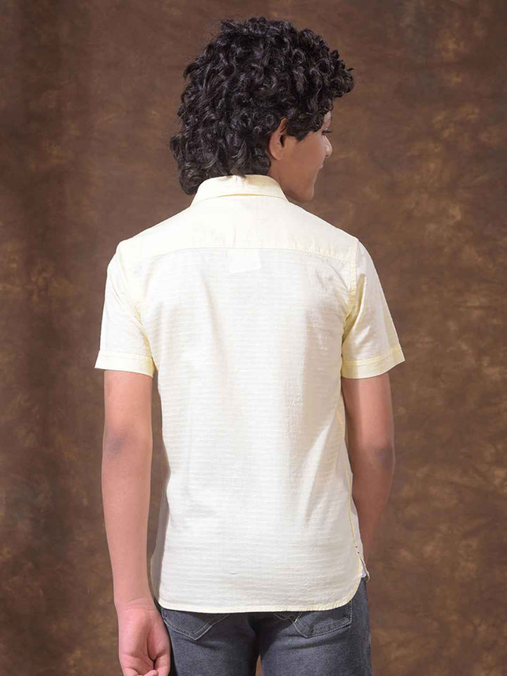 Yellow Textured Casual Shirt