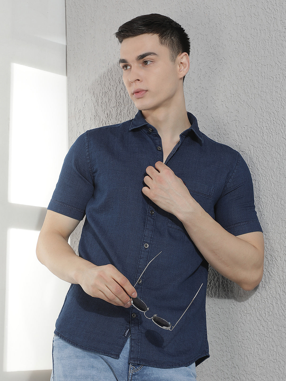Blue 100% Cotton Denim Shirt