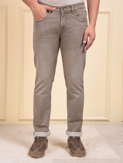 Narrow Fit Dark Wash Brown Jeans 