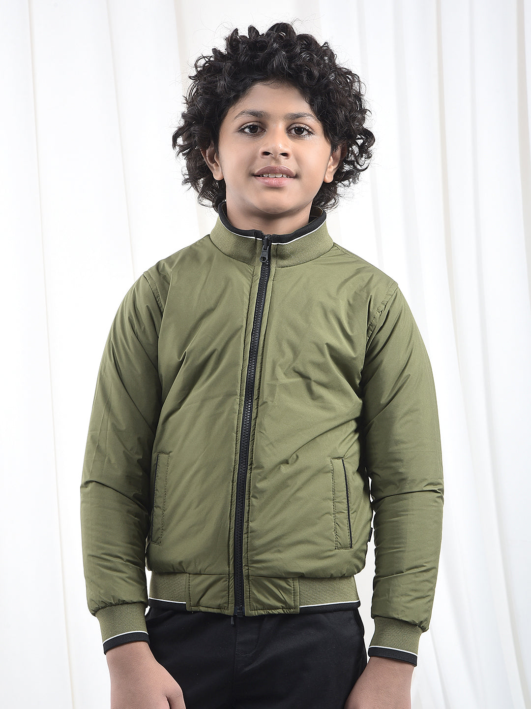 Black & Olive Green Reversible Padded Bomber Jacket