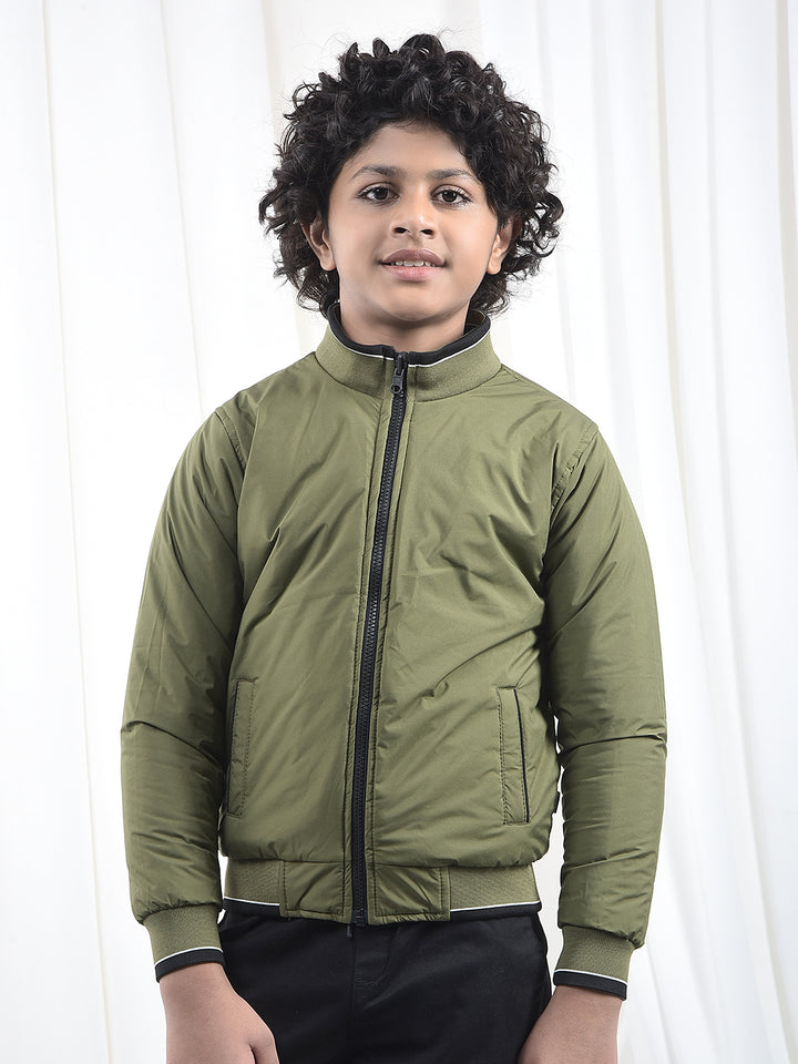 Black & Olive Green Reversible Padded Bomber Jacket