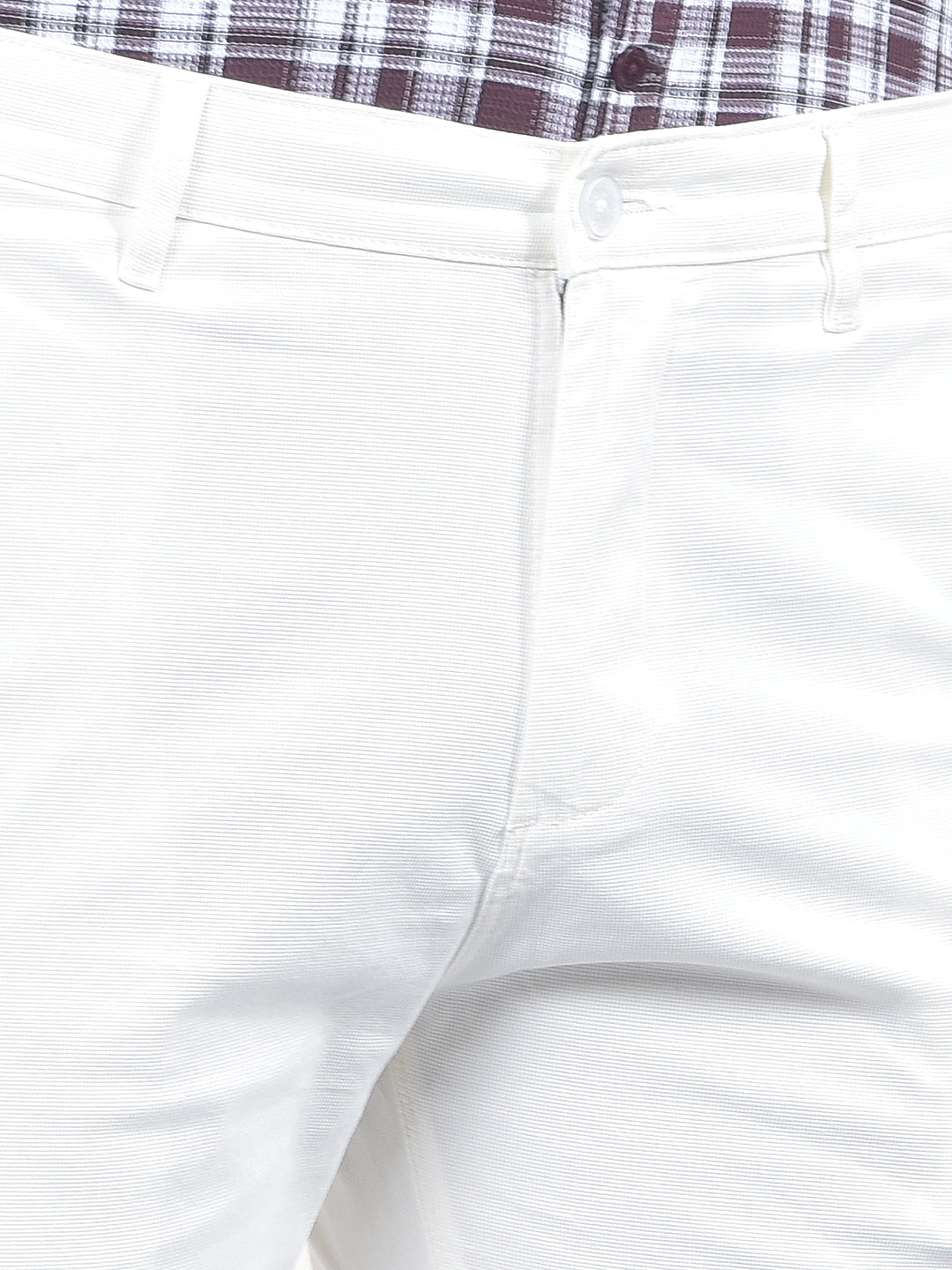 White Clean-Cut Straight Trousers