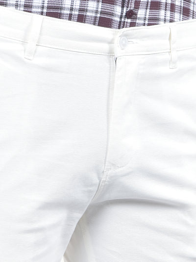 White Clean-Cut Straight Trousers