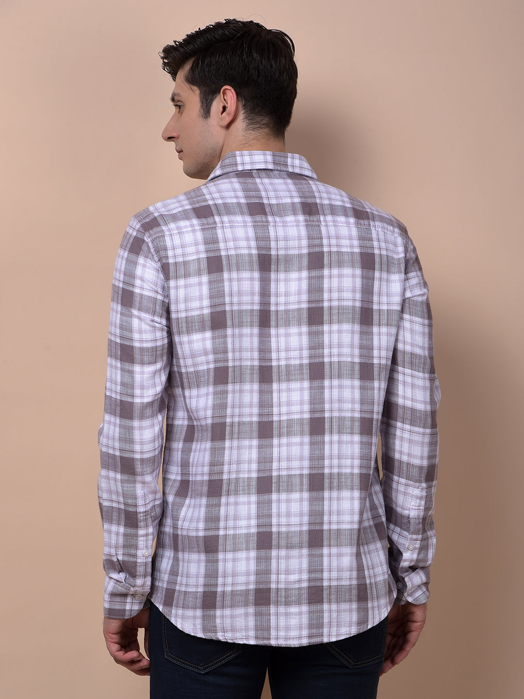 Purple Checked 100% Cotton Shirt