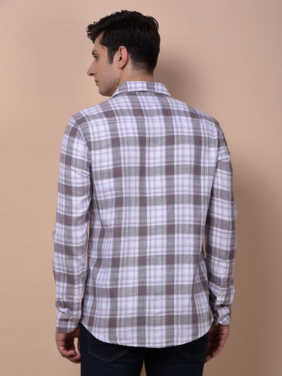 Purple Checked 100% Cotton Shirt