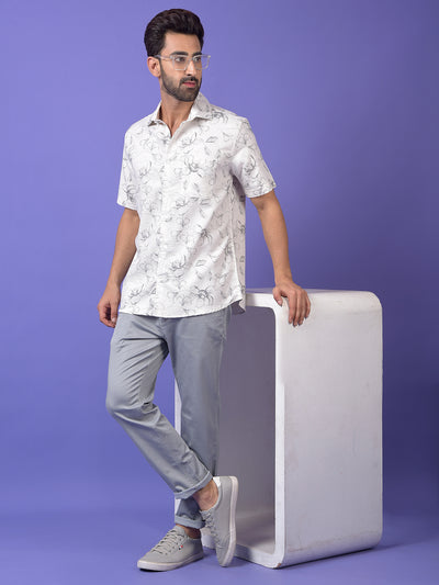 White Floral Print Shirt