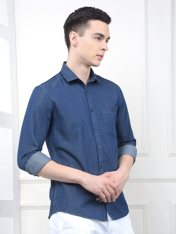 Blue 100% Cotton Denim Shirt