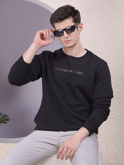 Classic Black Cotton Sweatshirt With Brand Logo