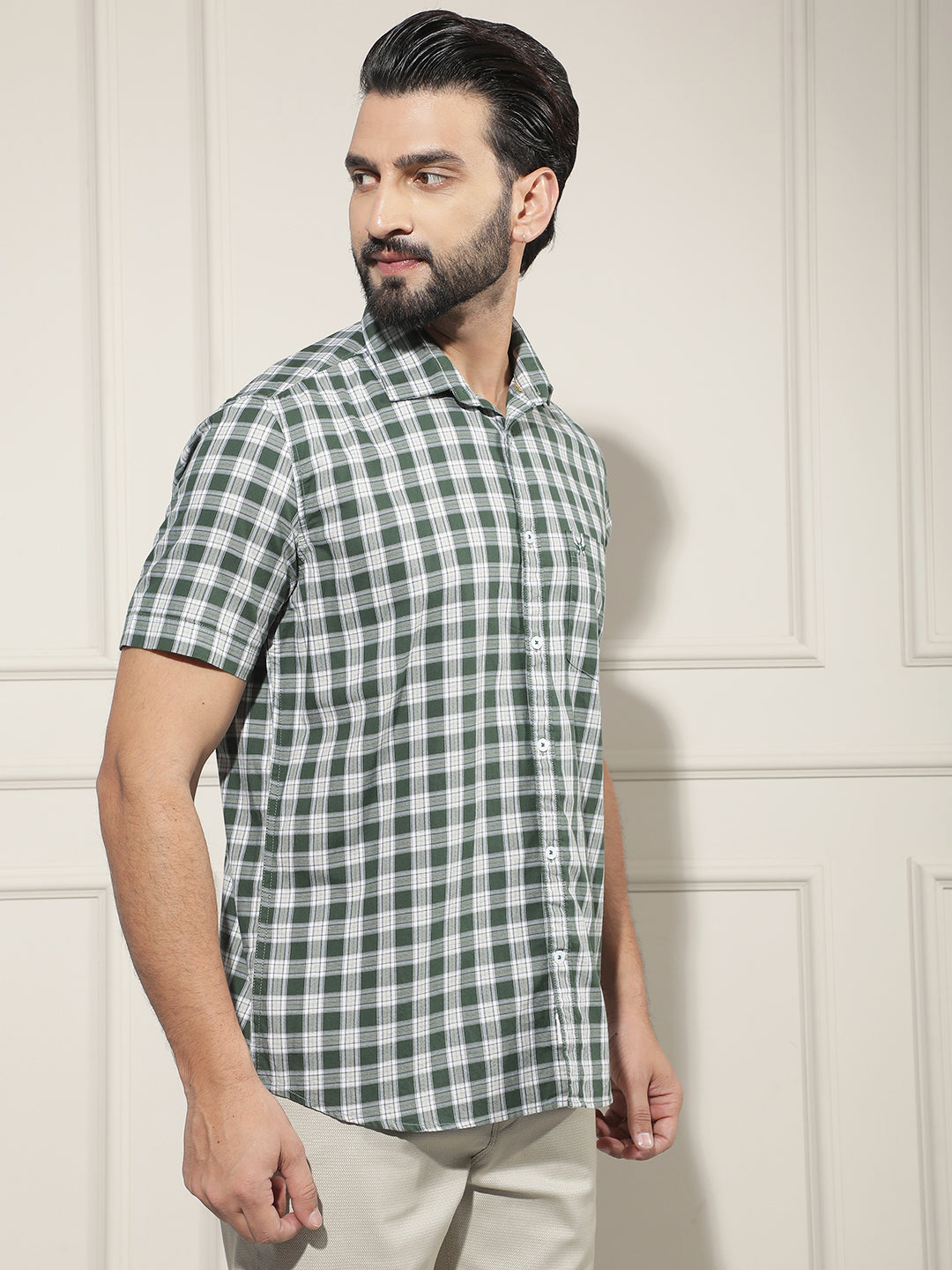Green Checked 100% Cotton Shirt