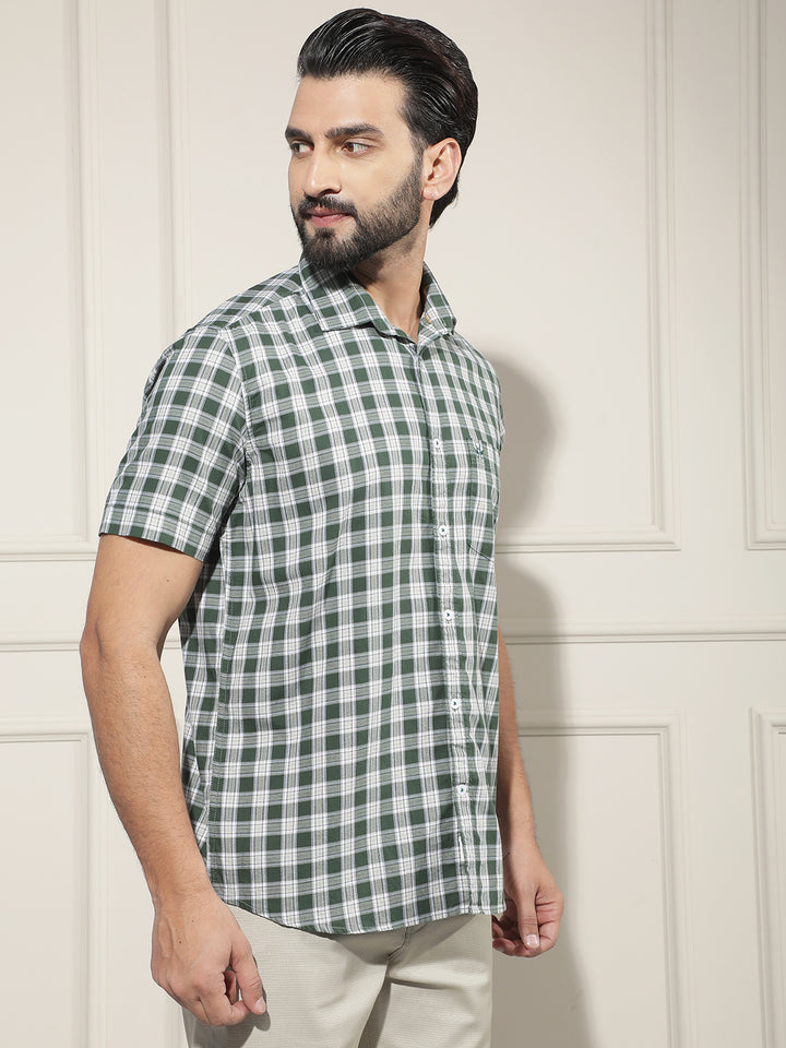 Green Checked 100% Cotton Shirt