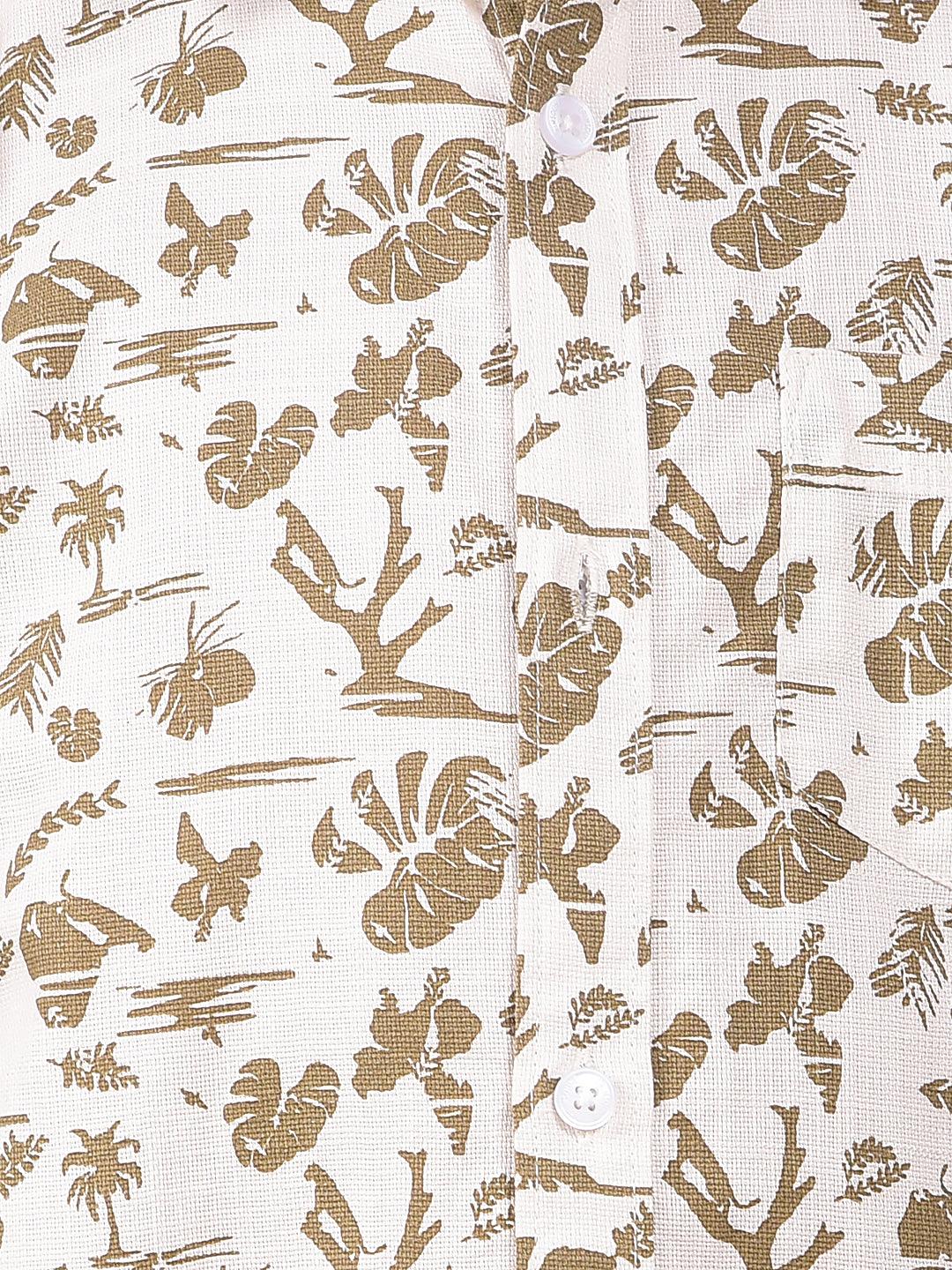 White Floral Print 100% Cotton Shirt