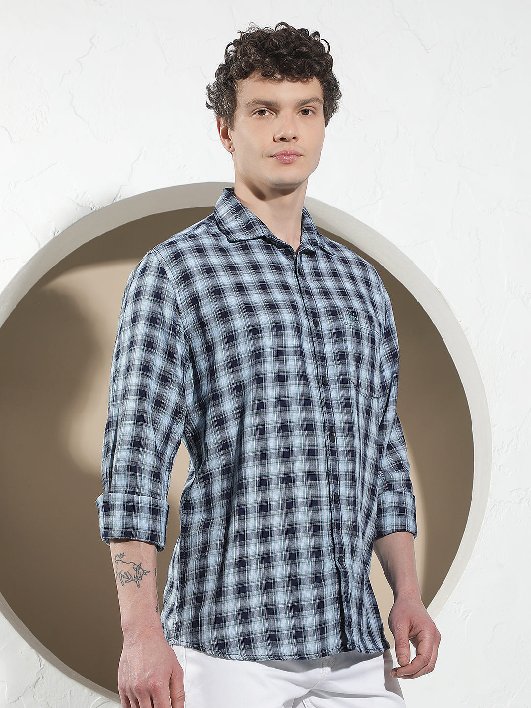 Blue Checked 100% Cotton Shirt