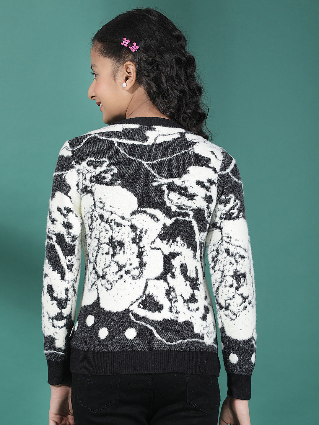 Black Abstract Print Sweater