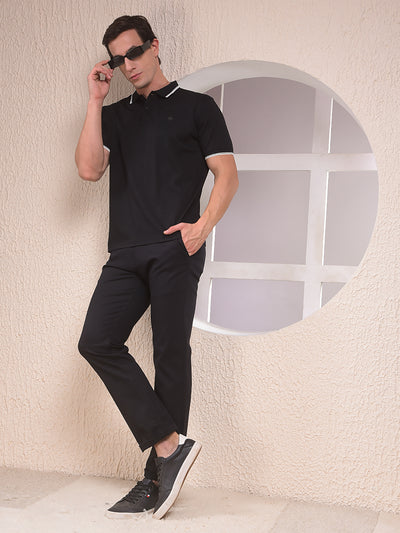 Noir Black Polo Neck T-Shirt