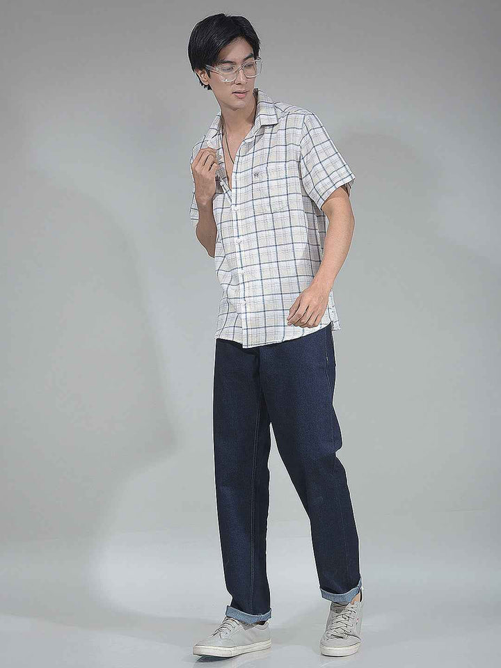 Grey Checked Linen Shirt