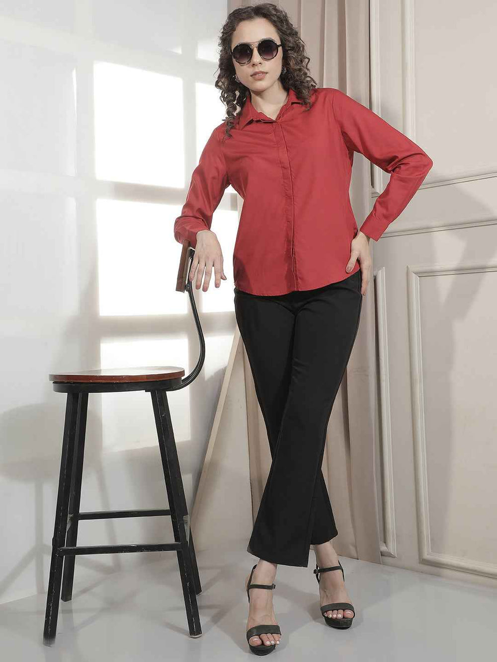 Striking Red Modal Flowy Top