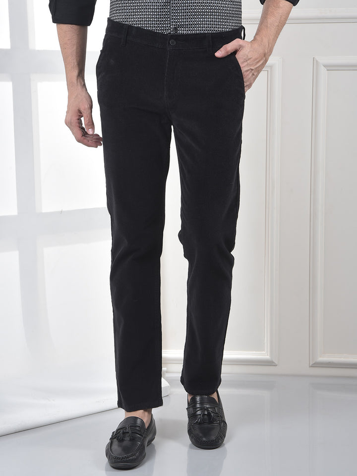 Black Straight Corduroy Trousers