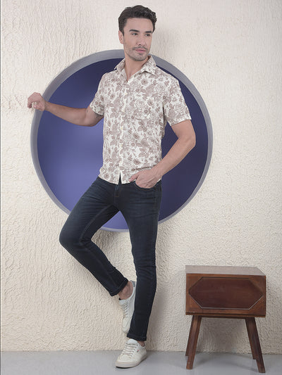 Printed Linen Brown Shirt